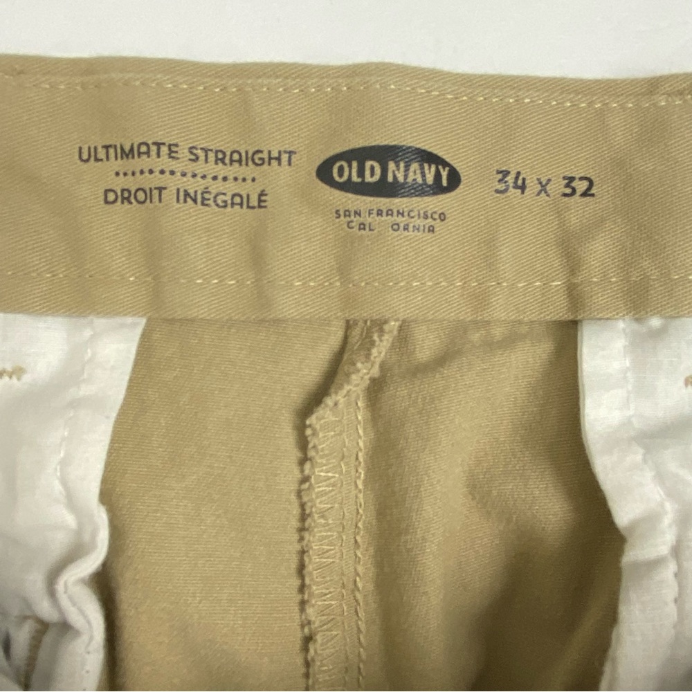 Old Navy Pants Mens 34x32 (34X31) Tan Khaki Ultimate Straight Chino Stretch - Picture 9 of 14